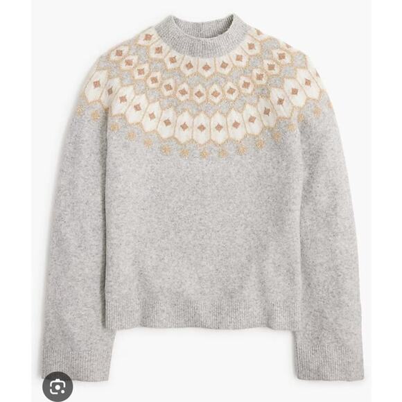 J. Crew Fair Isle shimmer sweater Size M in extra-soft yarn Gray Wool Blend - Picture 1 of 10